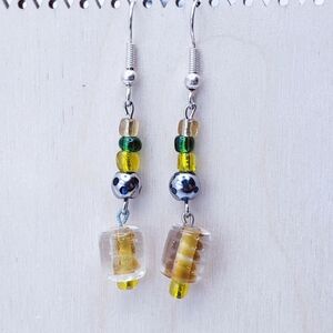 Elegant Hematite, Glass, Mixed Beaded Dangle Earrings
